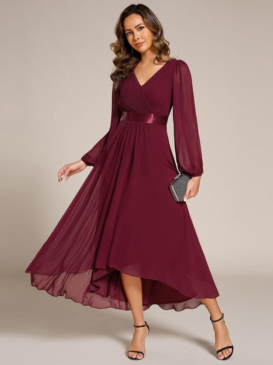 Elegant Chiffon A-Line Empire Long Sleeves Formal Dress