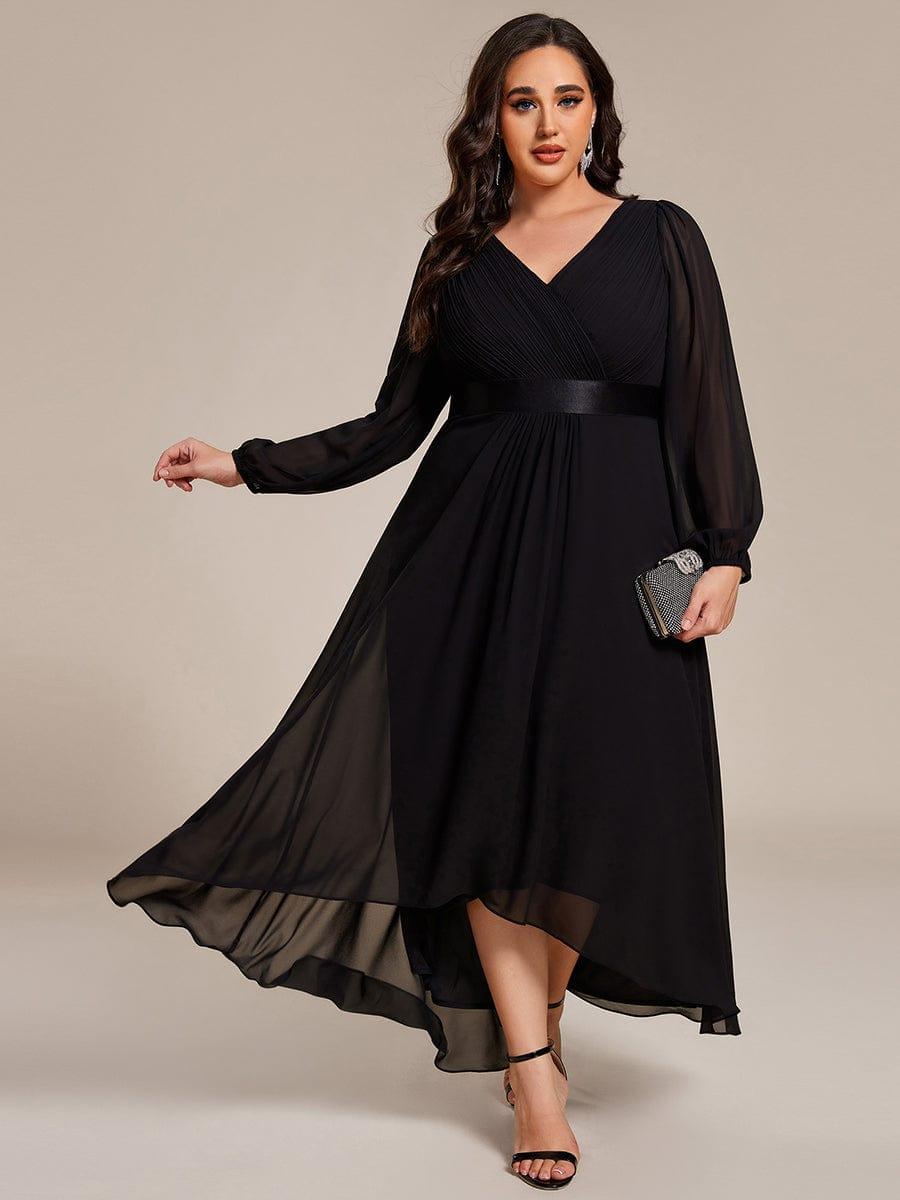 Elegant Chiffon A-Line Empire Long Sleeves Formal Dress
