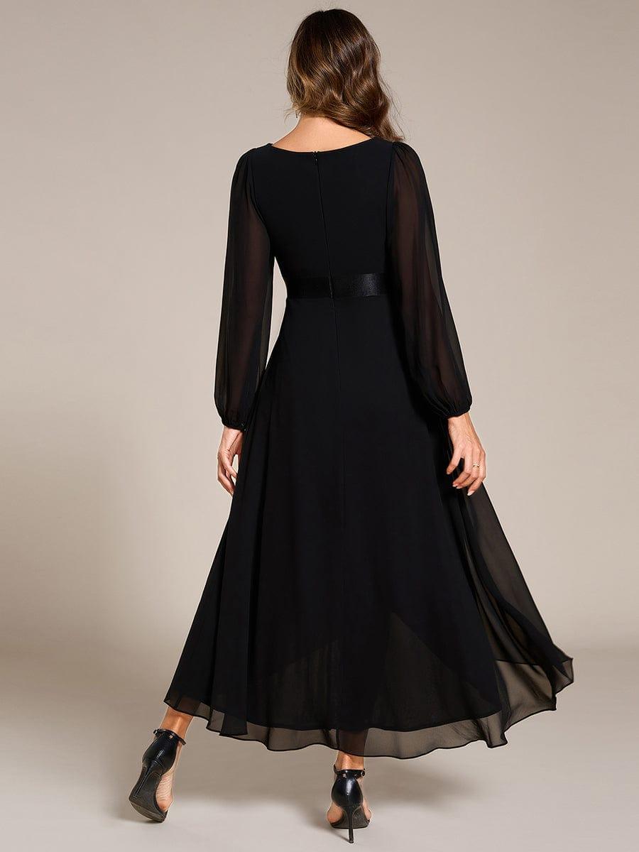 Elegant Chiffon A-Line Empire Long Sleeves Formal Dress