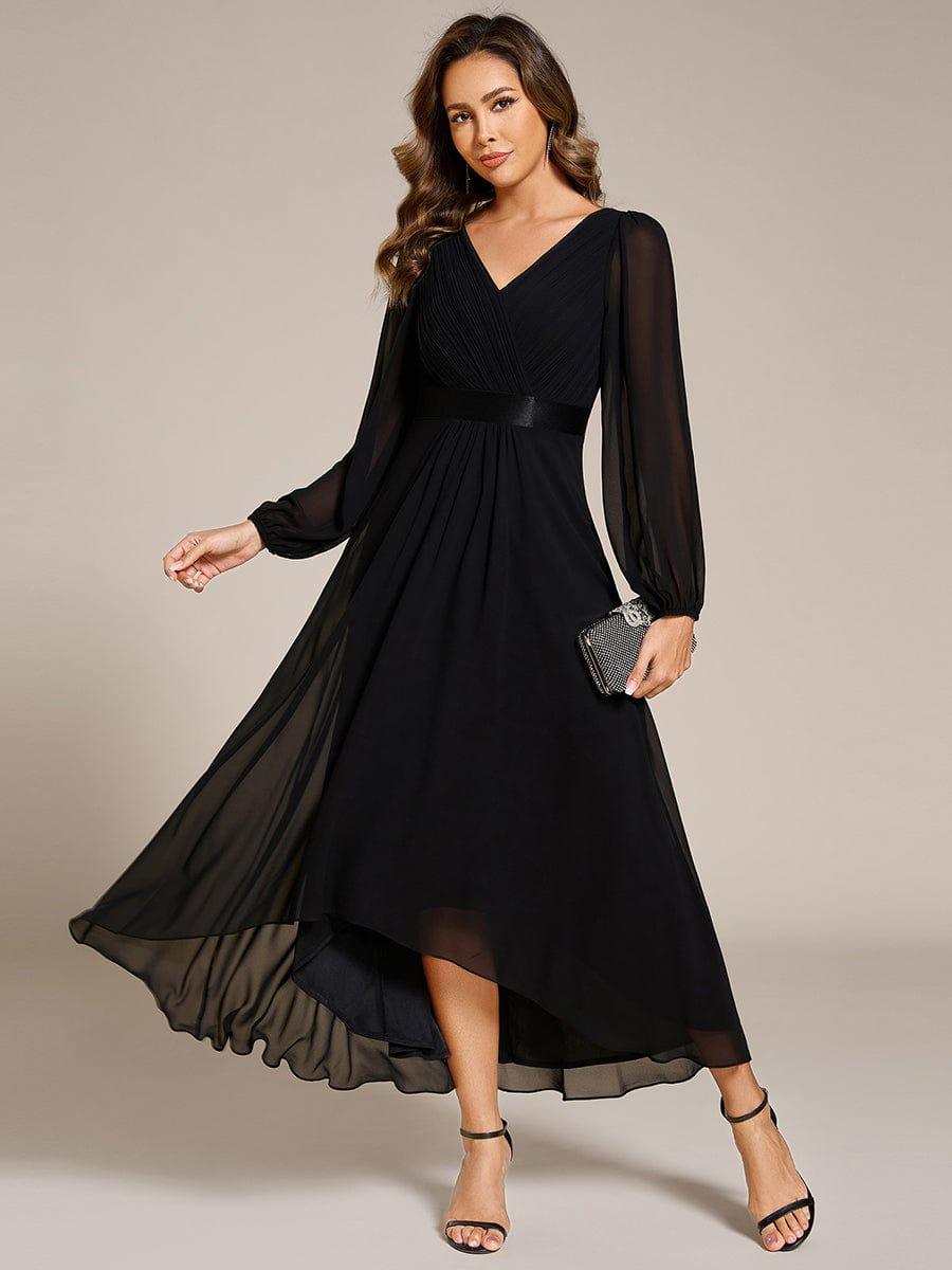 Elegant Chiffon A-Line Empire Long Sleeves Formal Dress