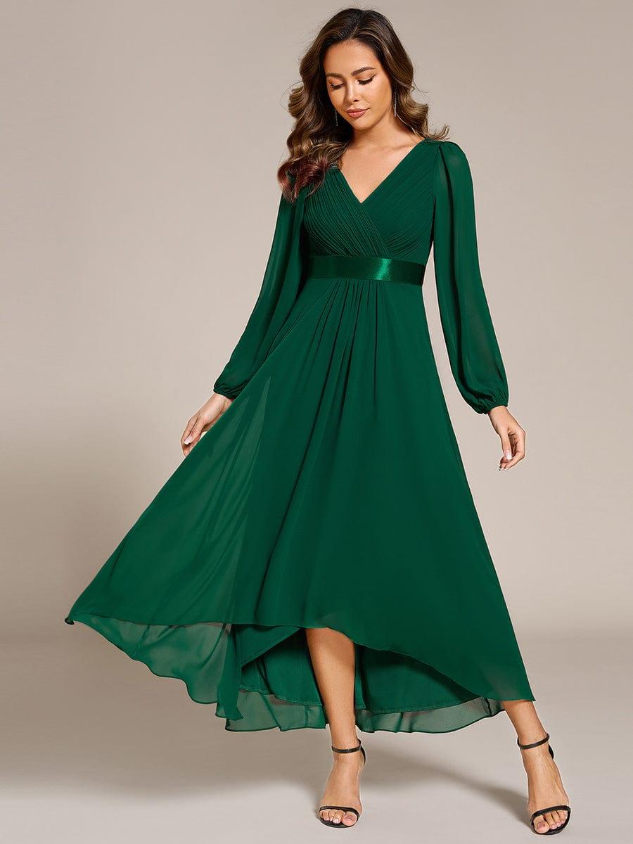 Elegant Chiffon A-Line Empire Long Sleeves Formal Dress