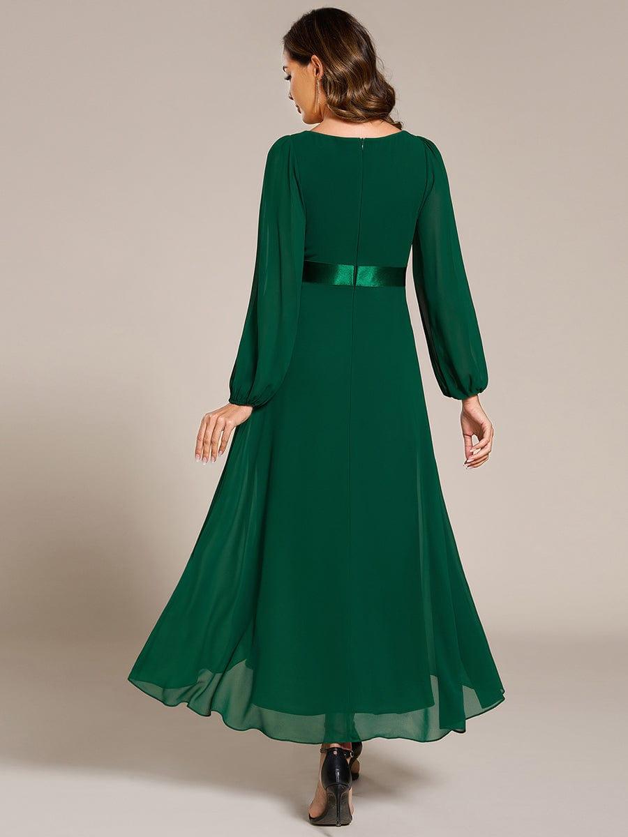 Elegant Chiffon A-Line Empire Long Sleeves Formal Dress