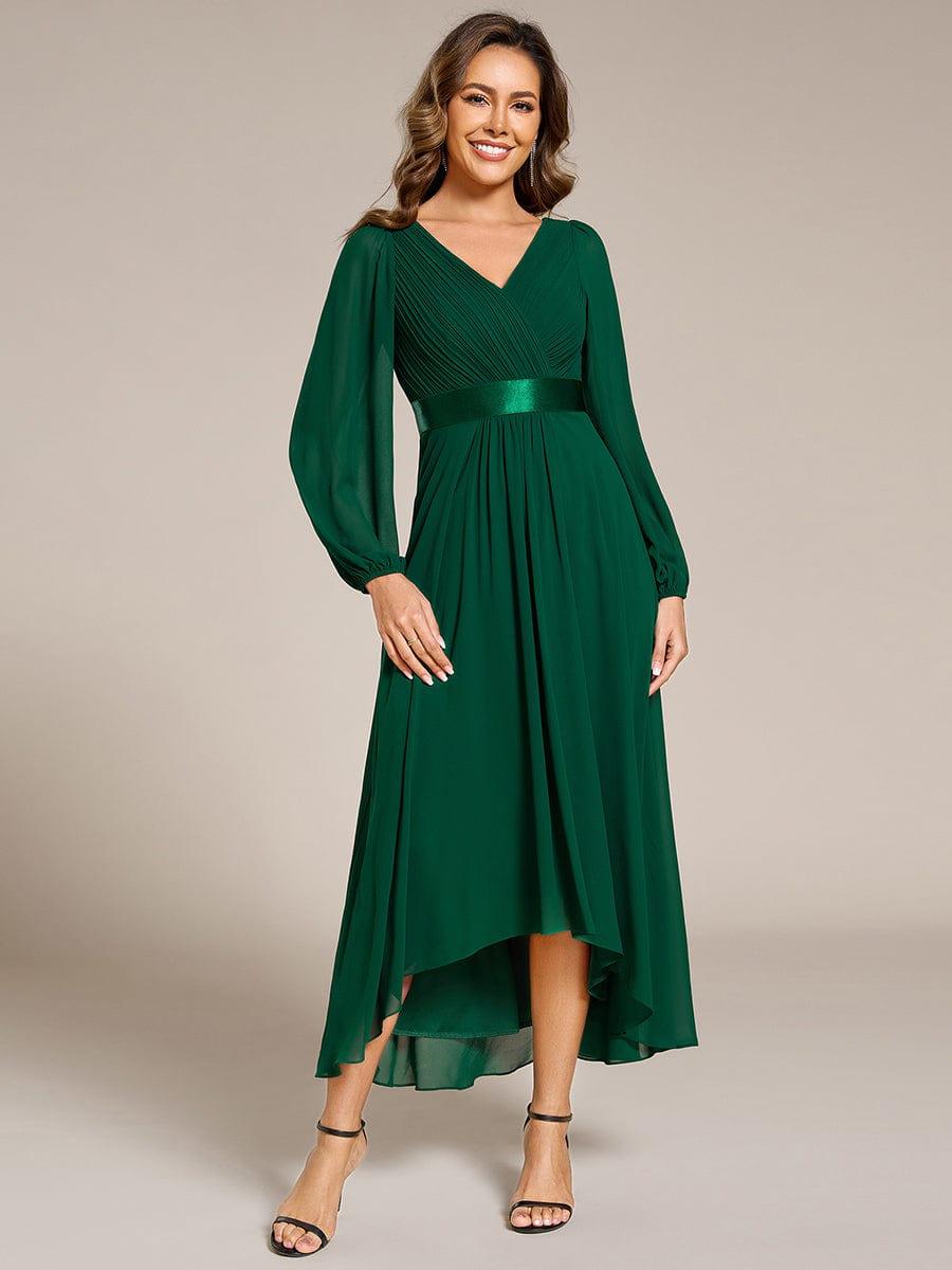 Elegant Chiffon A-Line Empire Long Sleeves Formal Dress