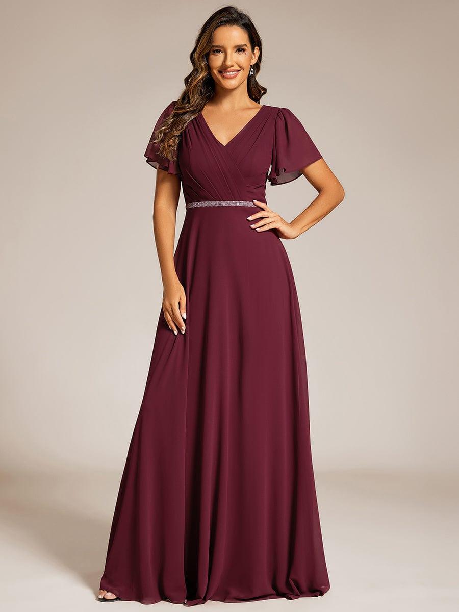 Chiffon A-Line Empire V-Neck Floor Length Formal Evening Dress