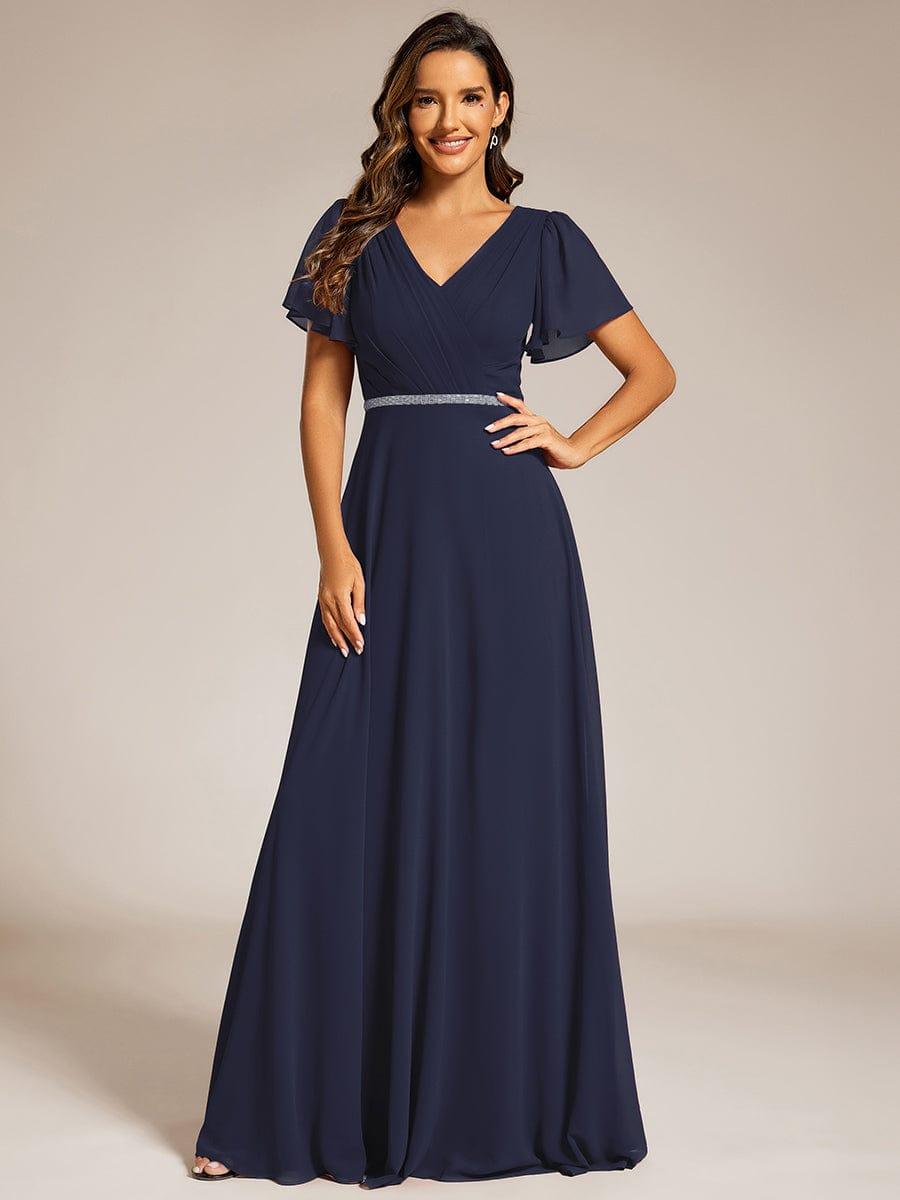 Chiffon A-Line Empire V-Neck Floor Length Formal Evening Dress