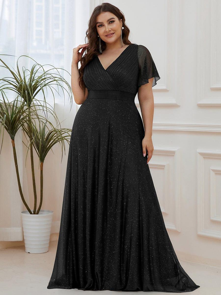 Elegant A-Line V-Neck Bell Sleeves Long Wedding Guest Dress