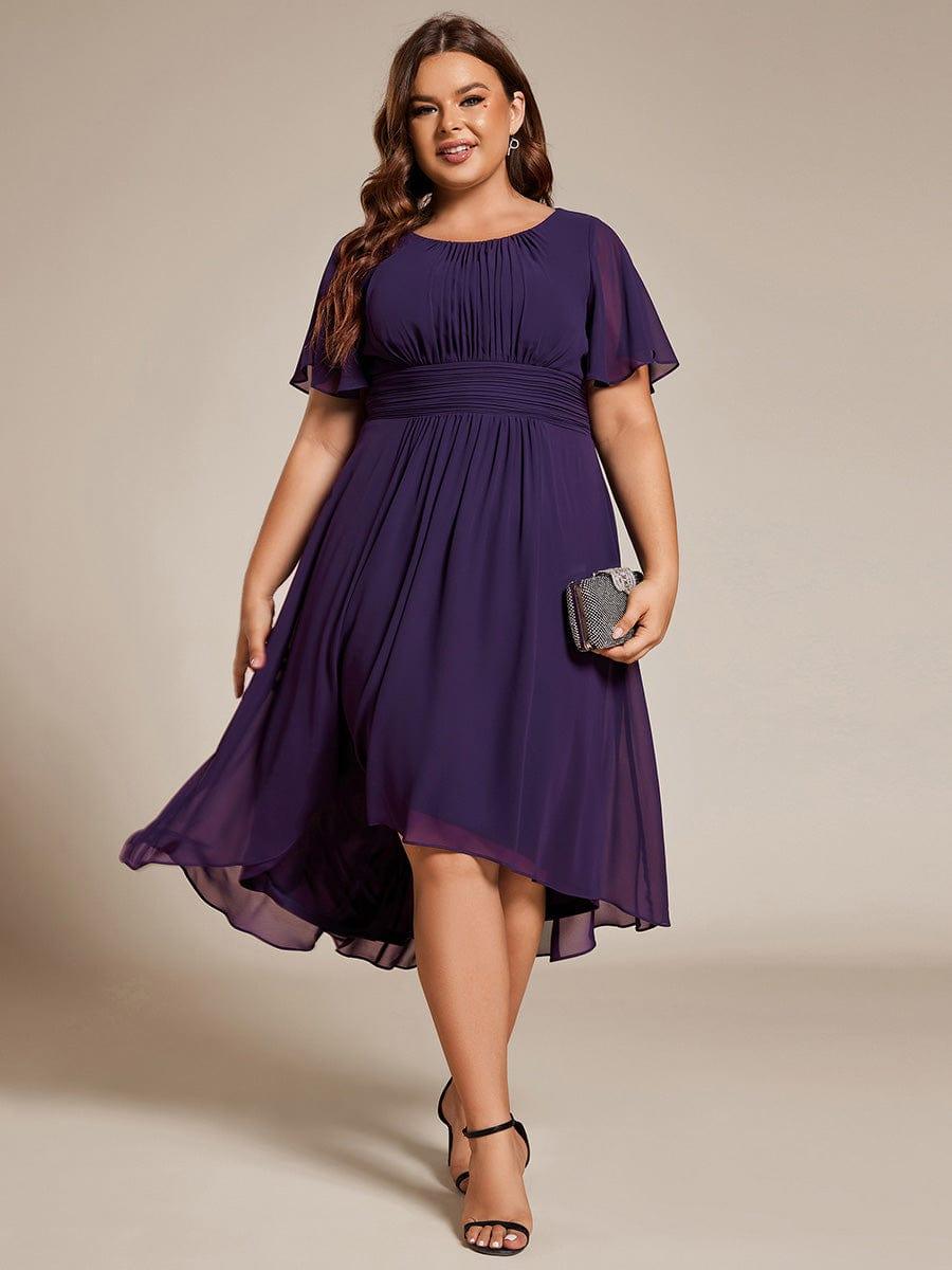 Scoop Short Sleeves Empire A-Line Wedding Guest Dress