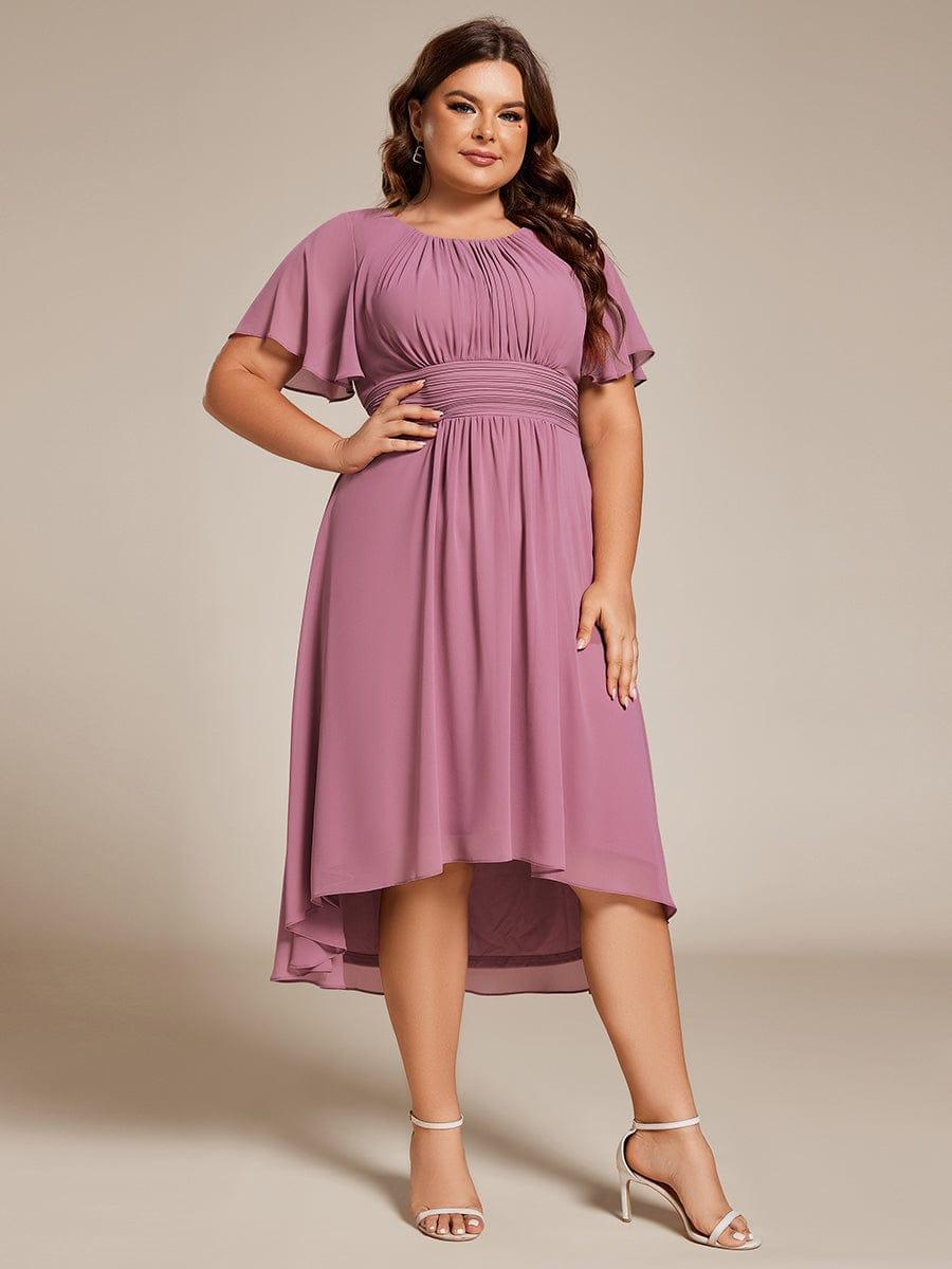 Scoop Short Sleeves Empire A-Line Wedding Guest Dress