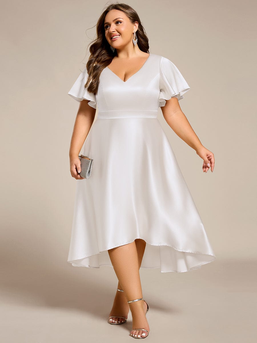 V-Neck Bell Sleeves A-Line Empire Midi Wedding Guest Dress With Pockets