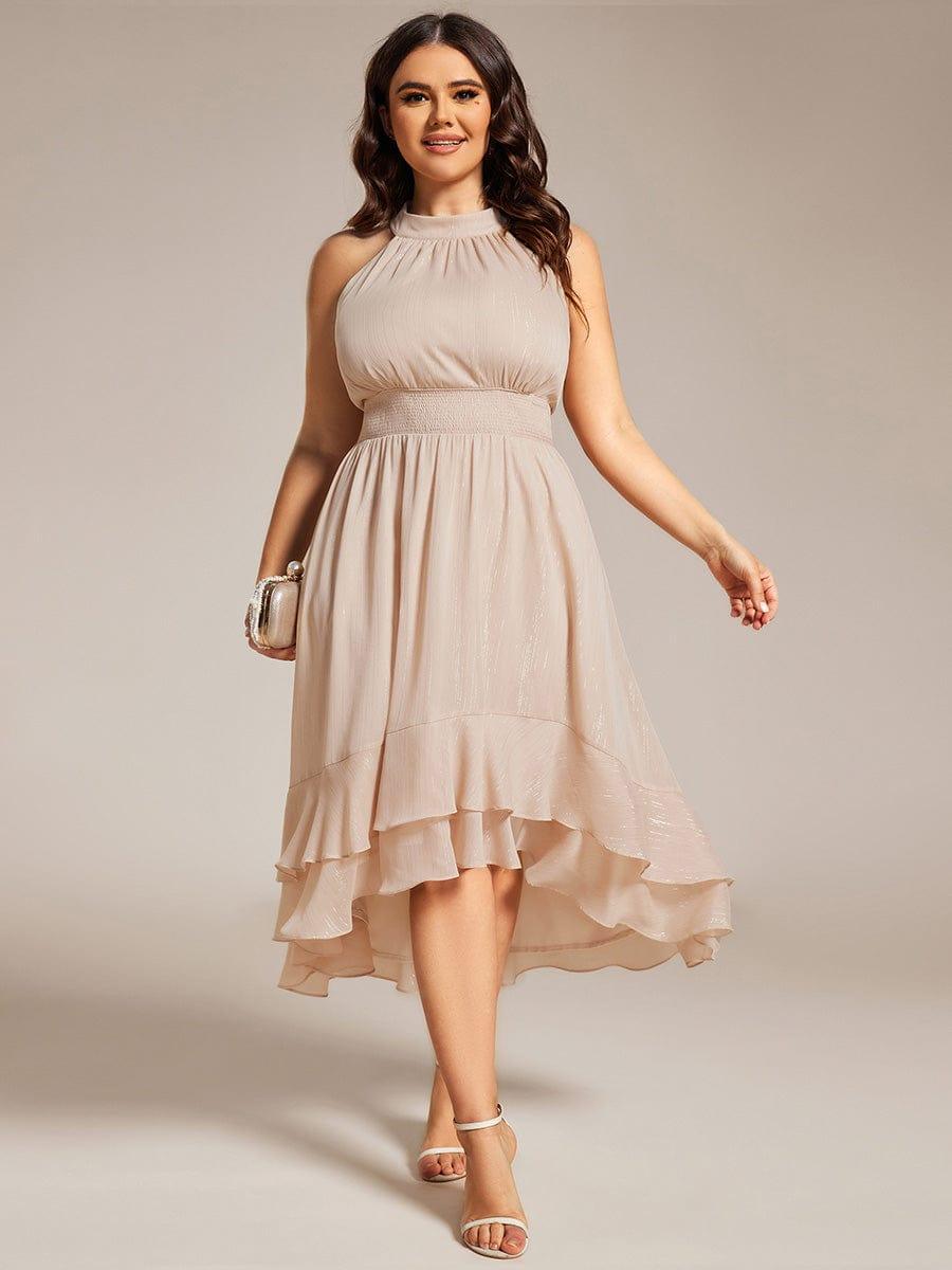 High Low Sleeveless Empire A-Line Midi Wedding Guest Dress