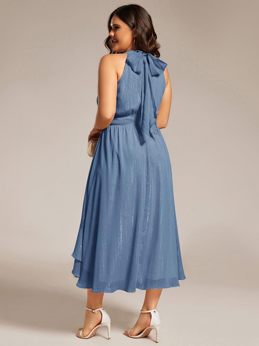 High Low Sleeveless Empire A-Line Midi Wedding Guest Dress