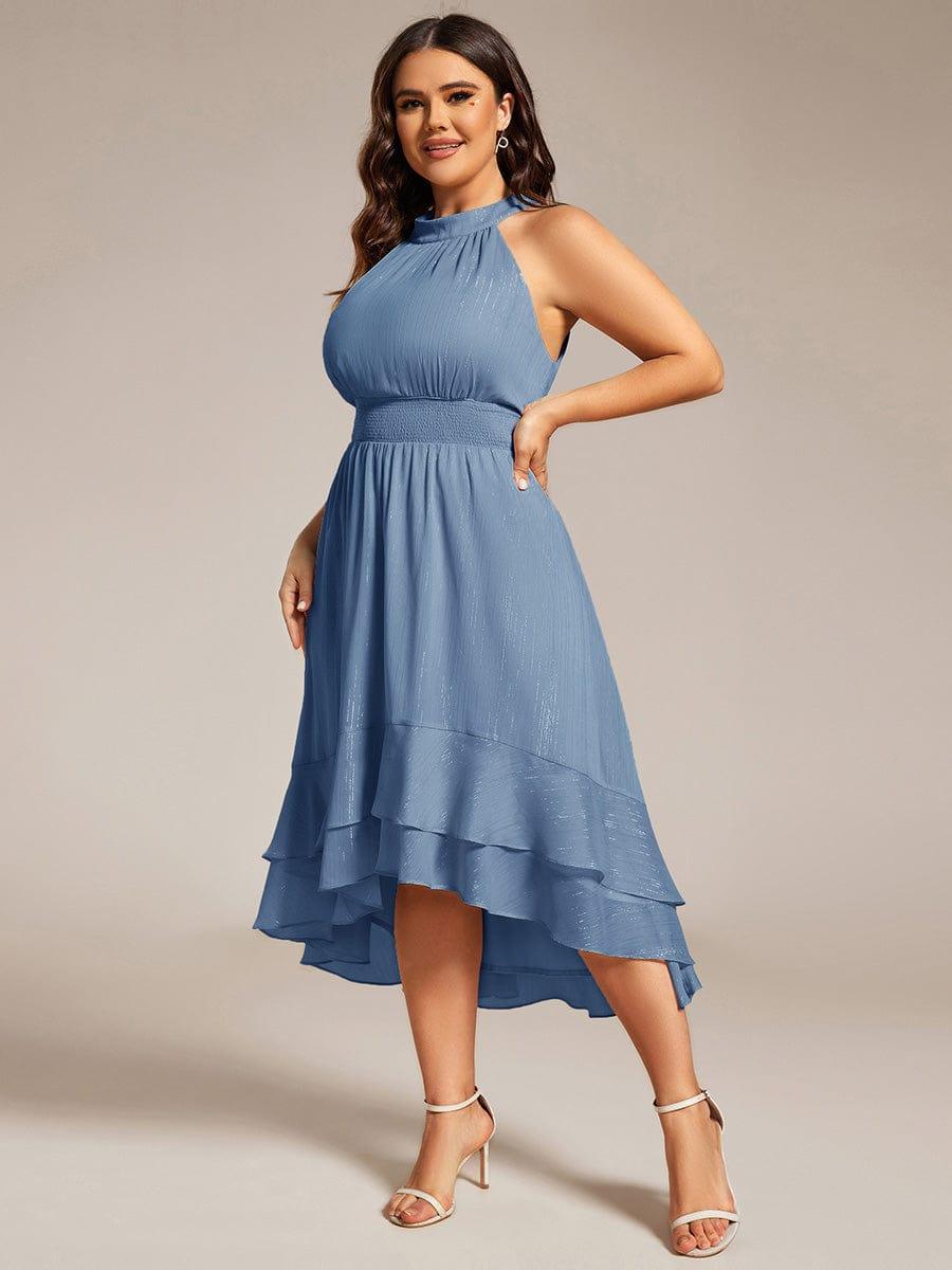 High Low Sleeveless Empire A-Line Midi Wedding Guest Dress