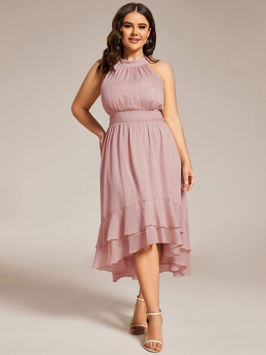 High Low Sleeveless Empire A-Line Midi Wedding Guest Dress