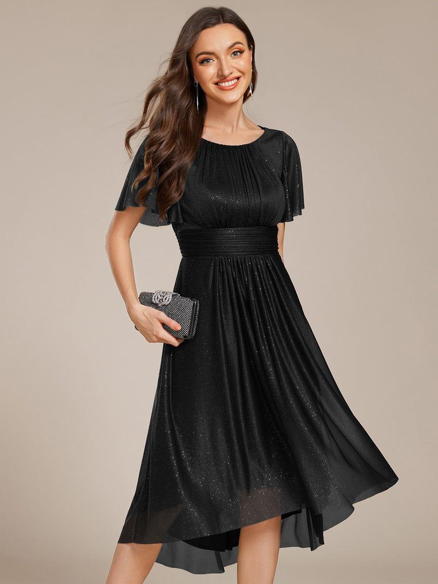 Bell Sleeves Round Neck A-Line Empire Midi Wedding Guest Dress