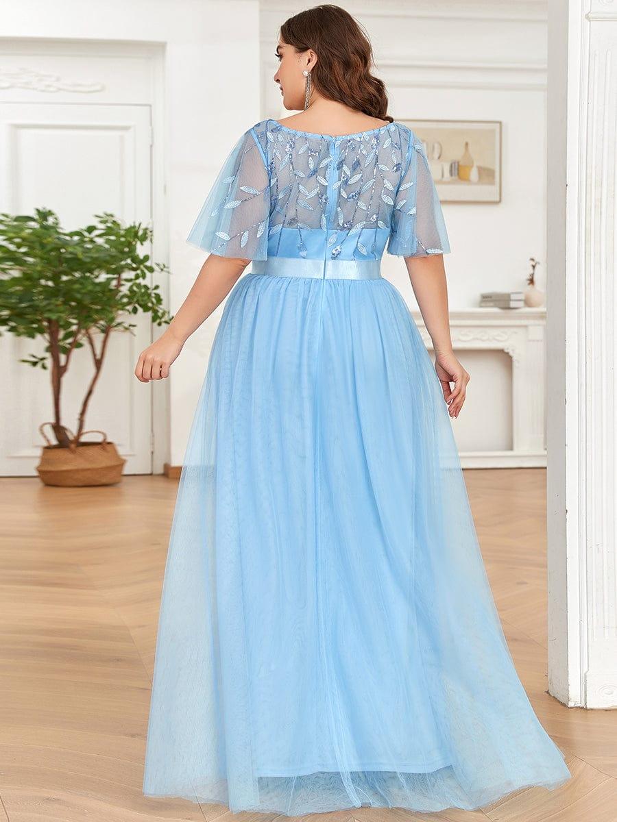 Scoop Half Sleeves Empire A-Line Party Evening Dress