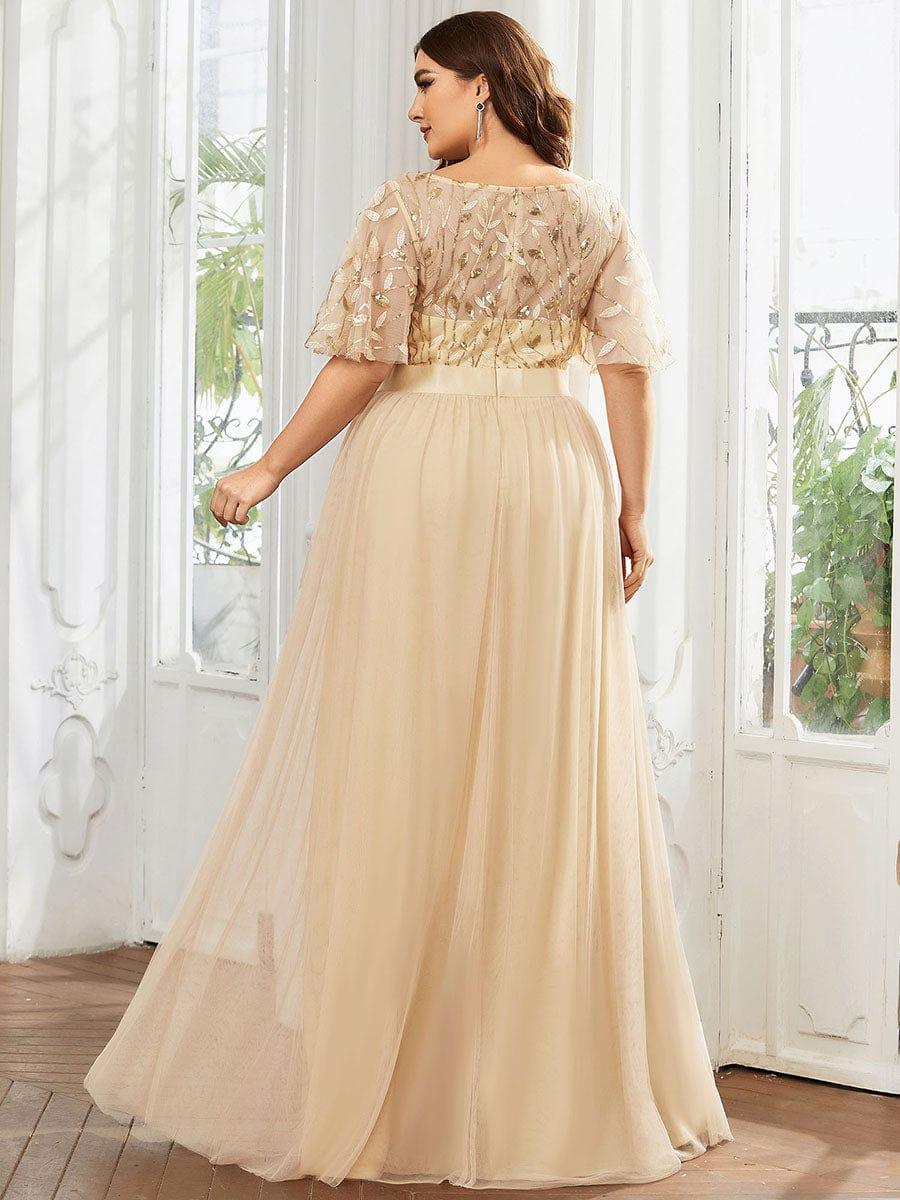 Scoop Half Sleeves Empire A-Line Party Evening Dress