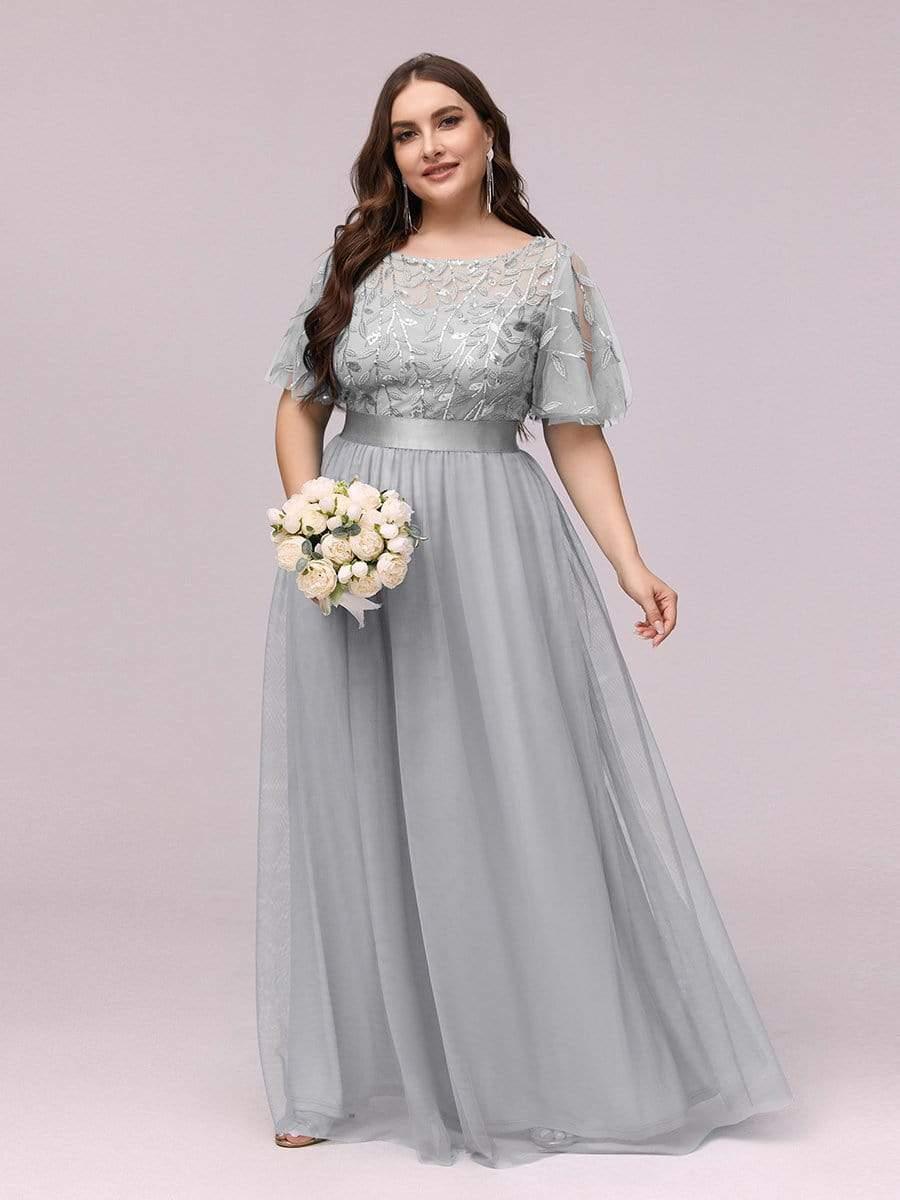Scoop Half Sleeves Empire A-Line Party Evening Dress