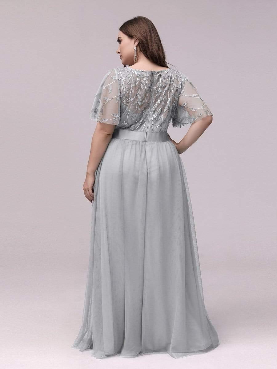 Scoop Half Sleeves Empire A-Line Party Evening Dress
