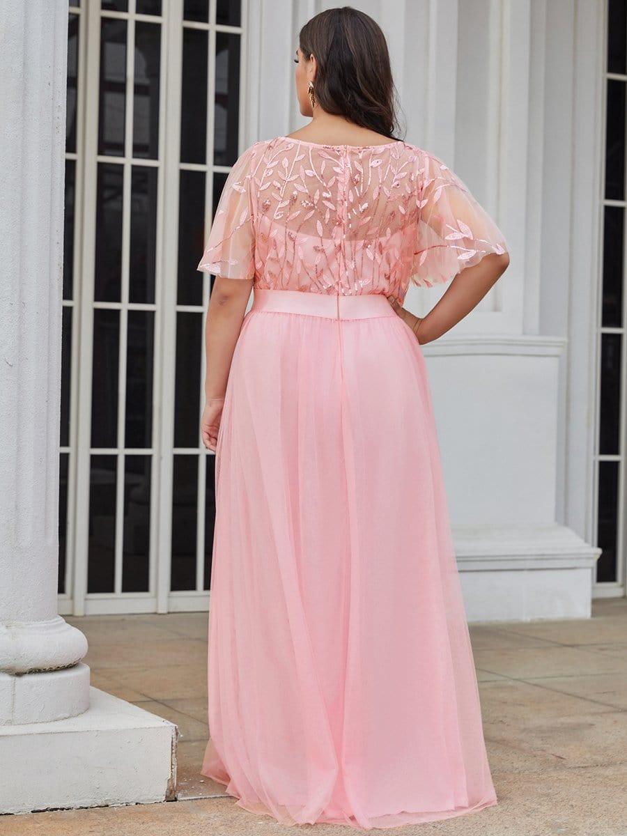 Scoop Half Sleeves Empire A-Line Party Evening Dress