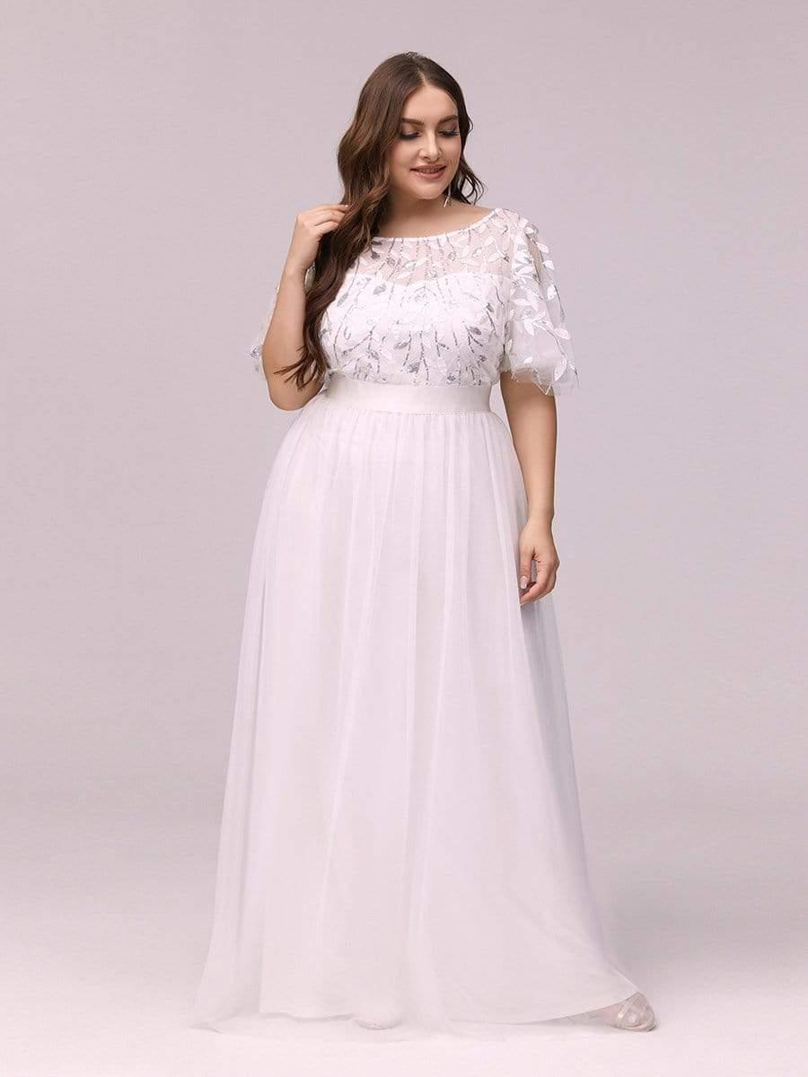 Scoop Half Sleeves Empire A-Line Party Evening Dress