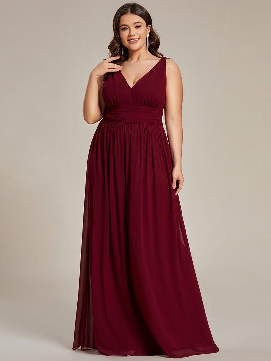 Chiffon A-Line V-Neck Sleeveless Empire Floor-Length Bridesmaid Dress