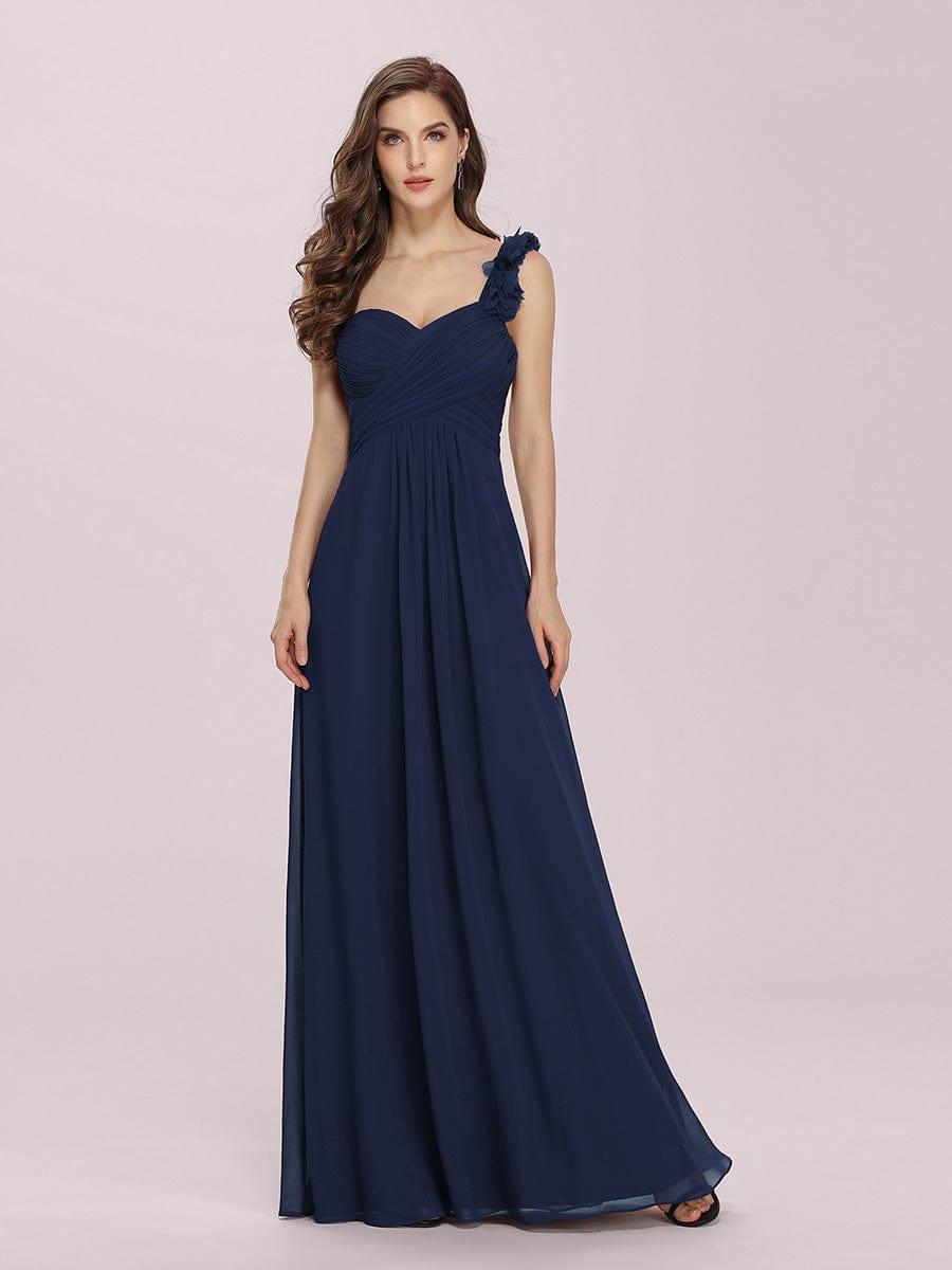 Ruffled One Shoulder Sleeveless A-Line Long Bridesmaid Dress