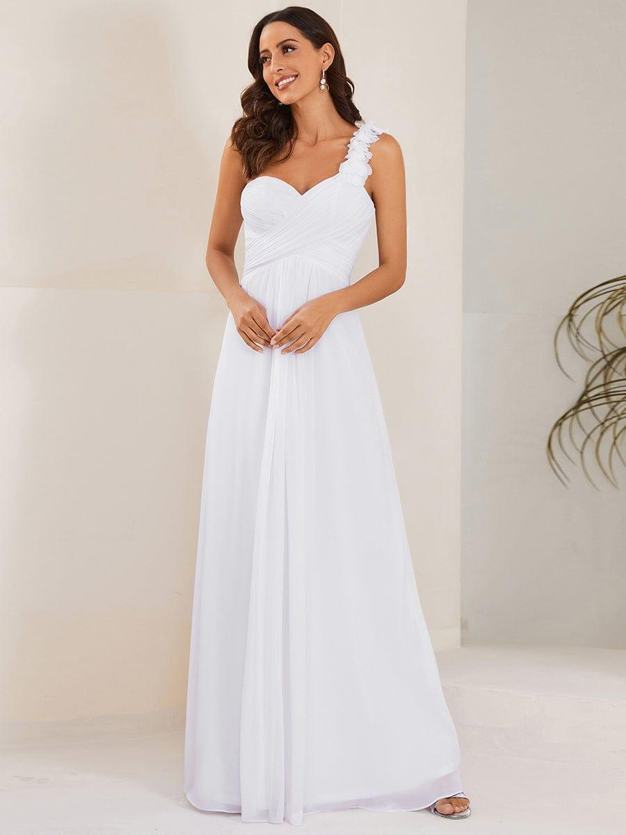 Ruffled One Shoulder Sleeveless A-Line Long Bridesmaid Dress
