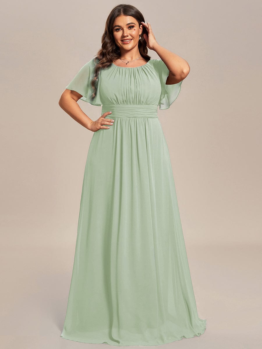 Elegant A-Line Empire Scoop Short Sleeves Bridesmaid Dress