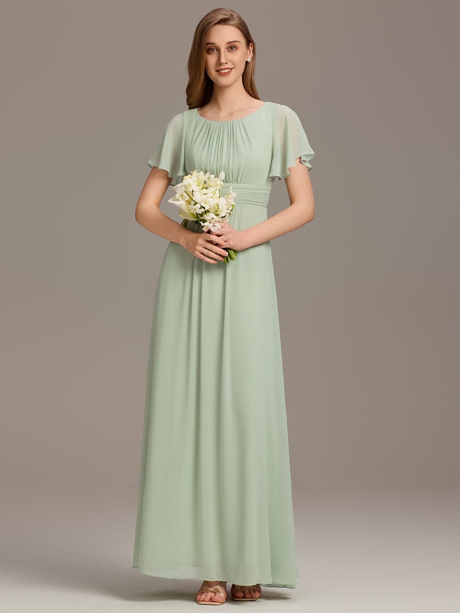 Elegant A-Line Empire Scoop Short Sleeves Bridesmaid Dress