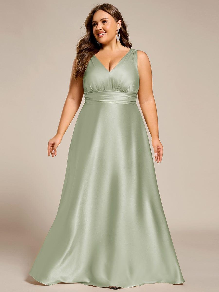 Casual Satin A-Line V-Neck Sleeveless Maxi Bridesmaid Dress