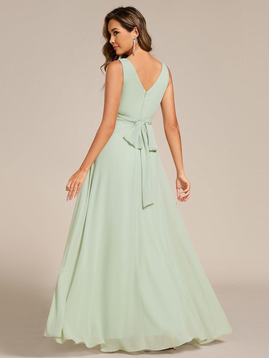 Modest A-Line Empire V-Neck Sleeveless Bridesmaid Dress