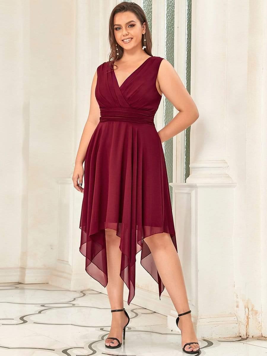 Chiffon V-Neck Sleeveless Empire Irregular Hem Bridesmaid Dress