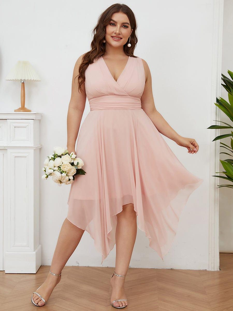 Chiffon V-Neck Sleeveless Empire Irregular Hem Bridesmaid Dress