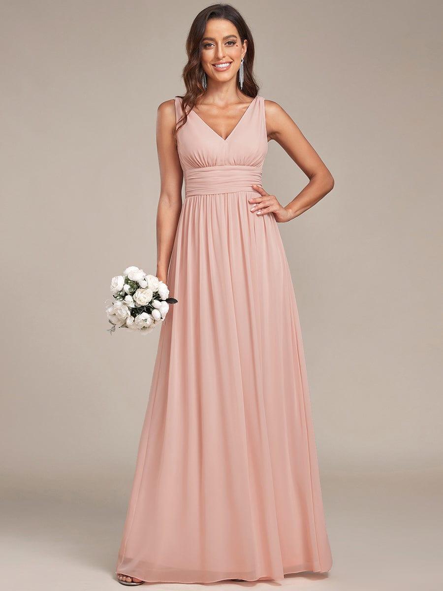 Chiffon A-Line V-Neck Sleeveless Empire Floor-Length Bridesmaid Dress
