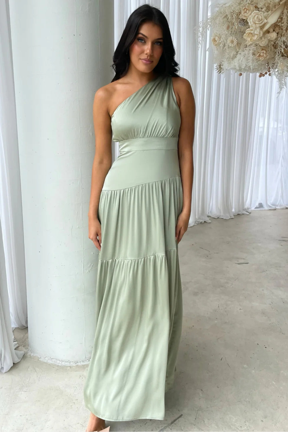 Empire One Shoulder Sleeveless A-Line Bridesmaid Dress