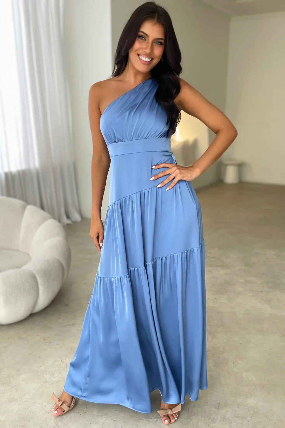 Empire One Shoulder Sleeveless A-Line Bridesmaid Dress