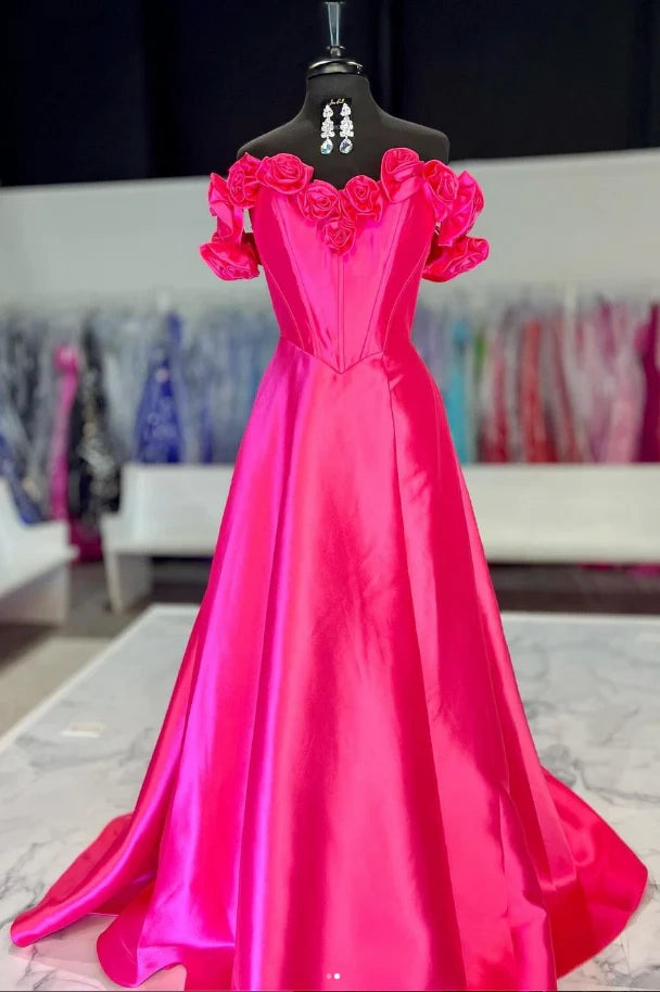 Florals Off-Shoulde A-Line Empire Party Prom Dress