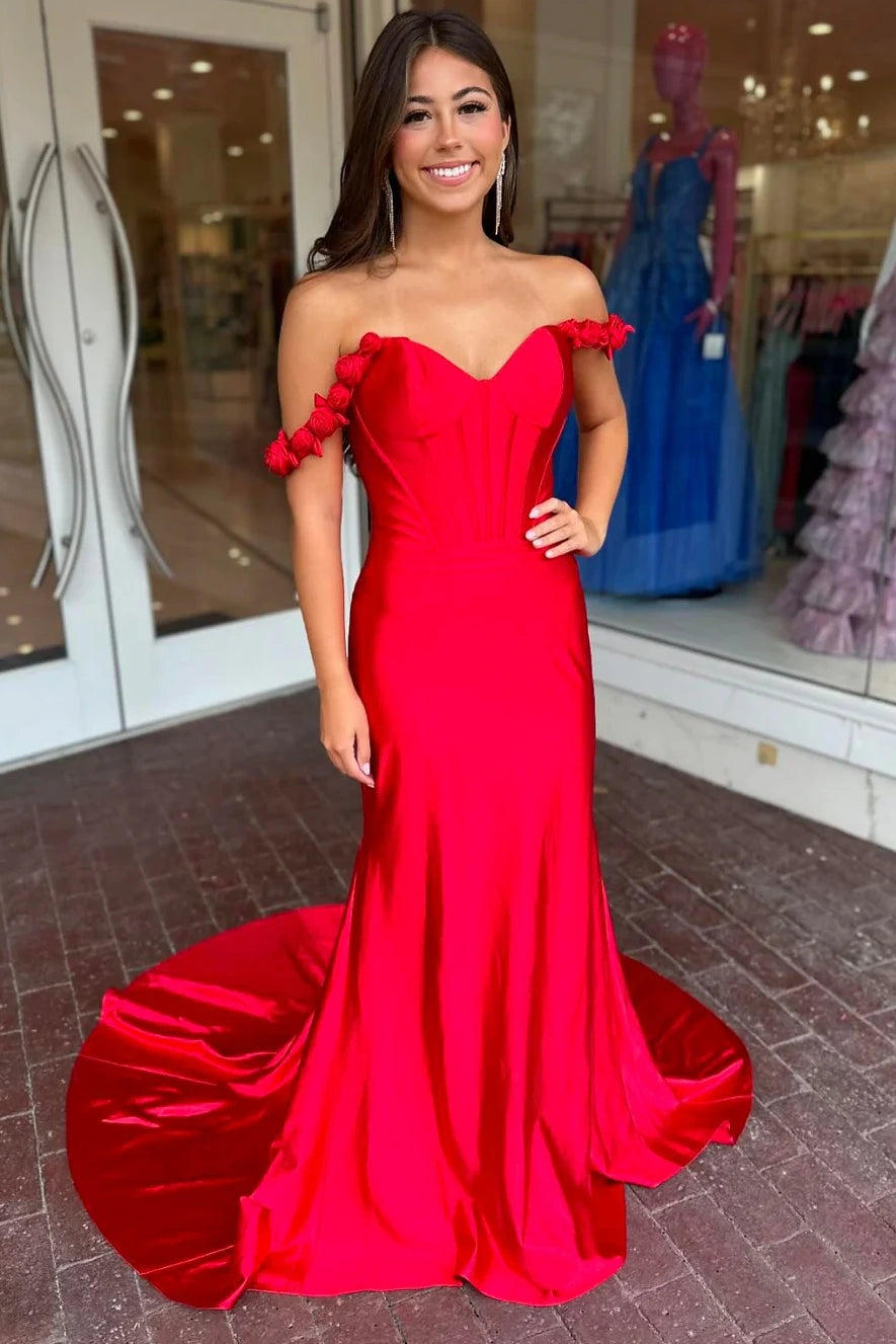Florals Spaghetti Straps Mermaid Long Prom Party Dress