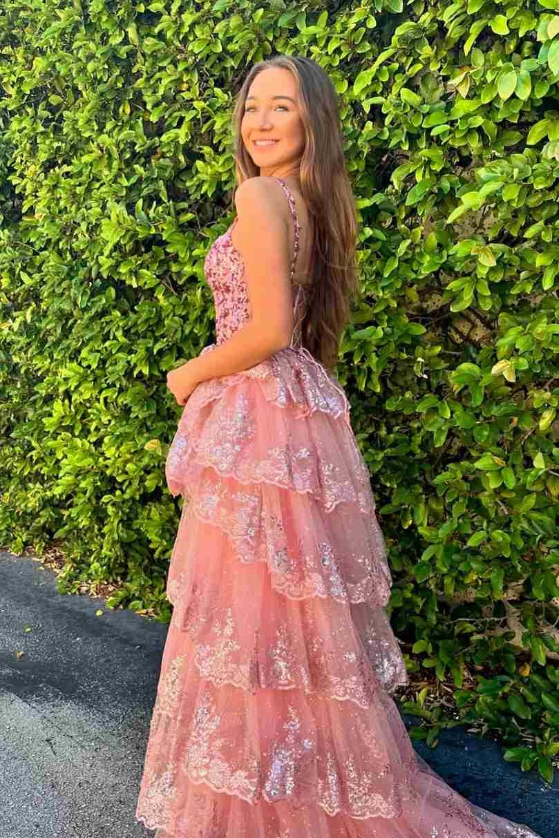 Lace A-Line Empire Appliques Party Prom Dress With Slit