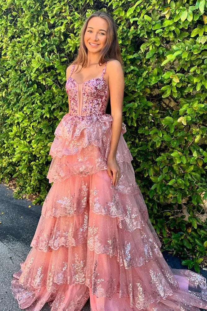 Lace A-Line Empire Appliques Party Prom Dress With Slit