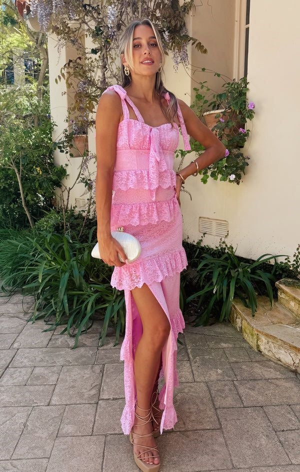 Lace Tiered Bodycon Straps Long Party Prom Dress With Slit