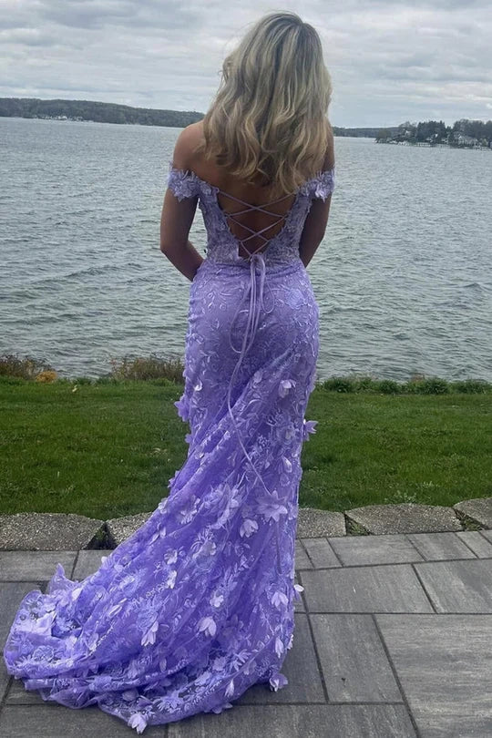 Lilac Sweetheart Sleeveless Florals Mermaid Party Prom Dress