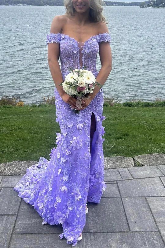 Lilac Sweetheart Sleeveless Florals Mermaid Party Prom Dress