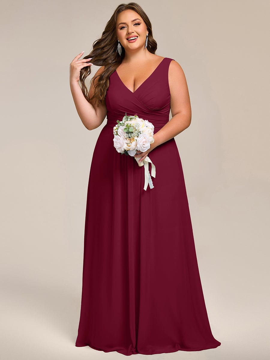 Modest A-Line Empire V-Neck Sleeveless Bridesmaid Dress