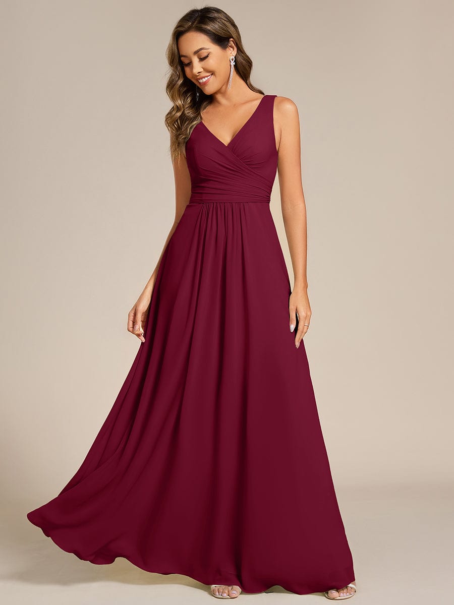 Modest A-Line Empire V-Neck Sleeveless Bridesmaid Dress