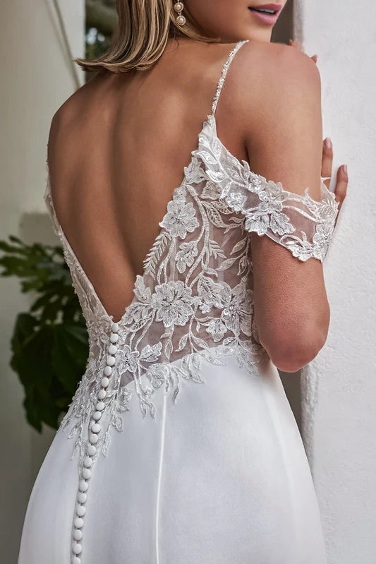 Mermaid Off-Shoulder Appliques Wedding Dress With Train