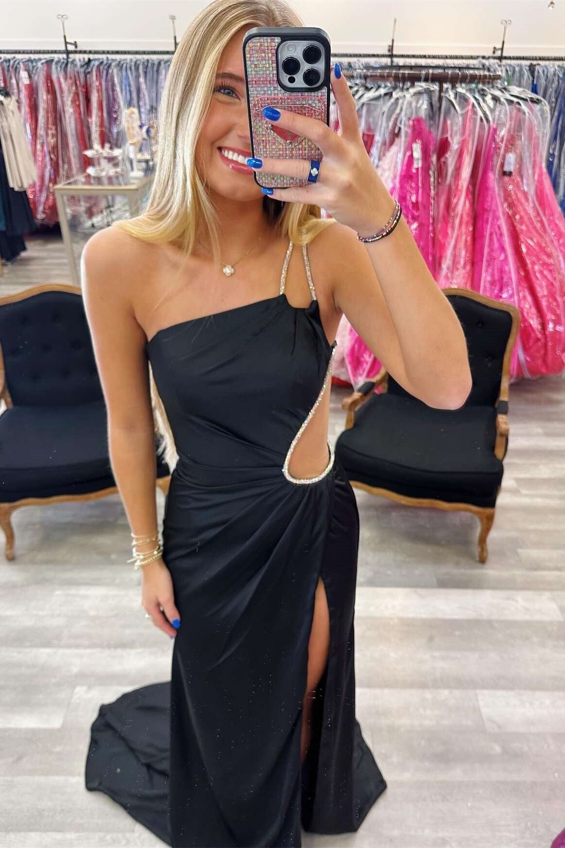 Mermaid One Shoulder Sleeveless Illusion Empire Party Prom Dress
