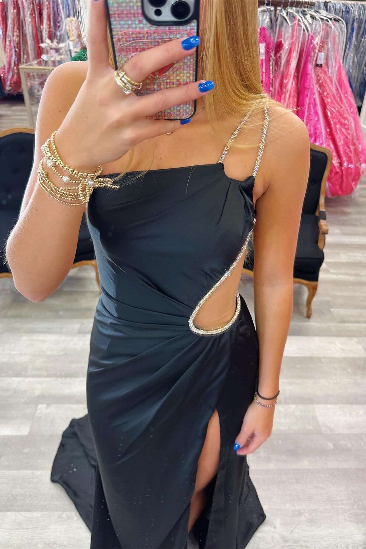 Mermaid One Shoulder Sleeveless Illusion Empire Party Prom Dress