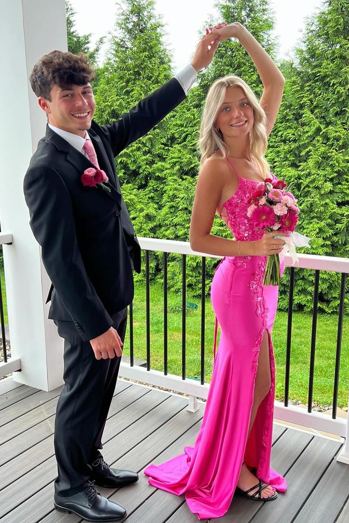 Mermaid Spaghetti Straps 3d Florals Formal Prom Dress