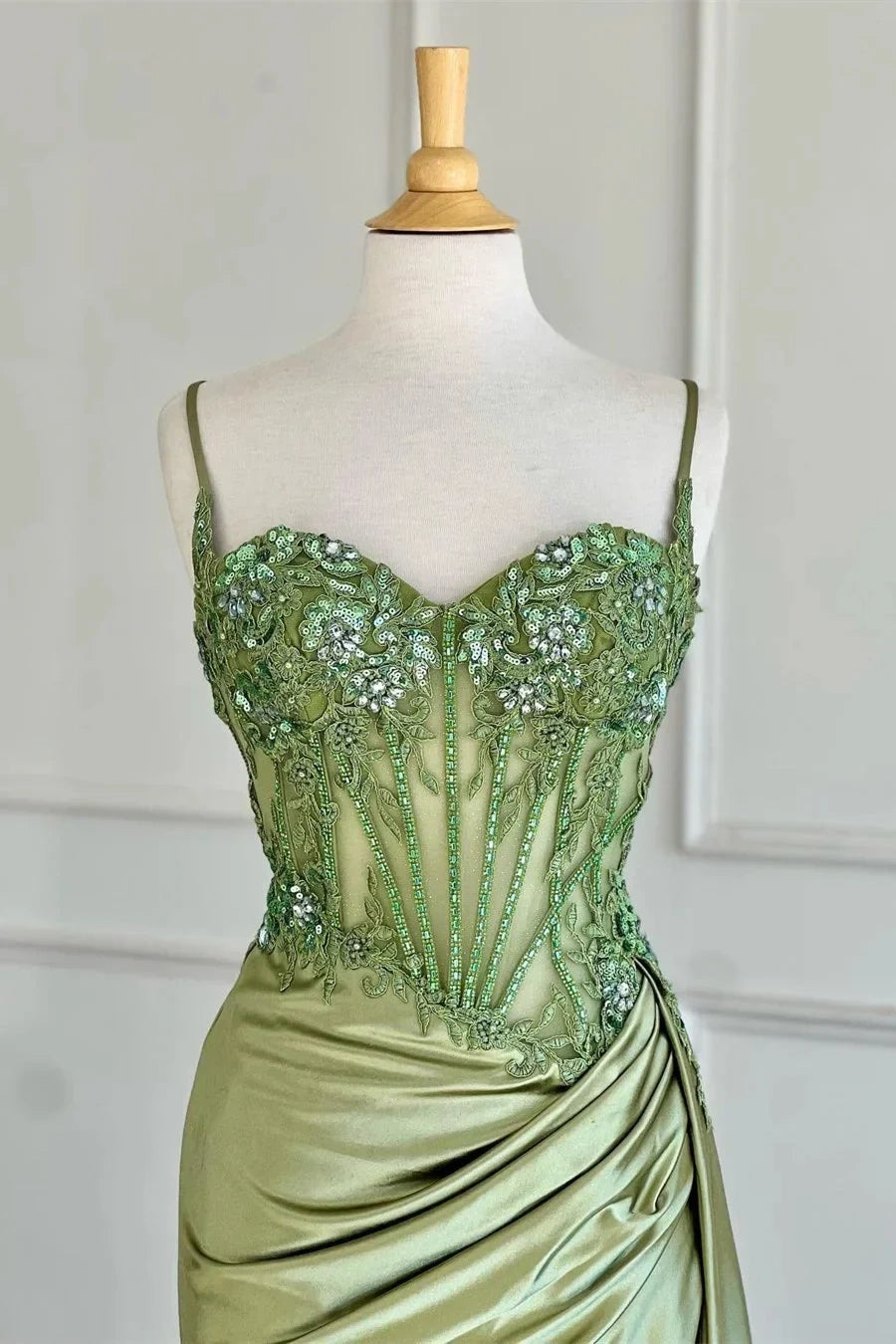 Mermaid Spaghetti Straps Sweetheart Appliques Party Prom Dress